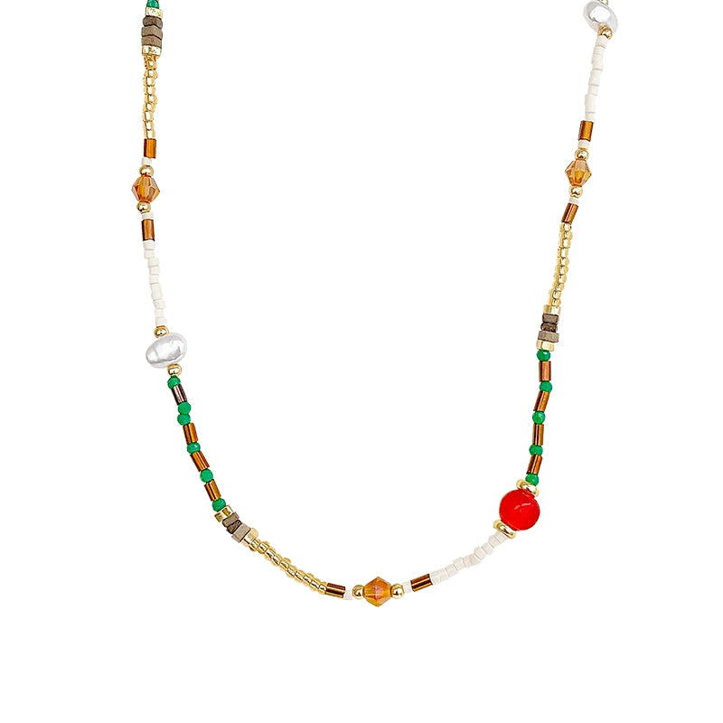 ミニマリストのカラフルなエスニックスタイルのビーズネックレス